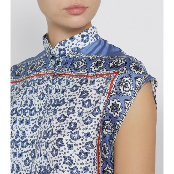 Chloé Silk Bandana Print Mandarin Collar Blouse Chloe FR 42 Size 10